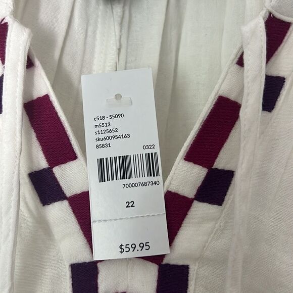 Lane Bryant Classic Split-Neck Embroidered Peasant Blouse - Picture 5 of 8